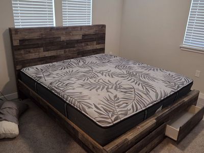King bedframe with mattress