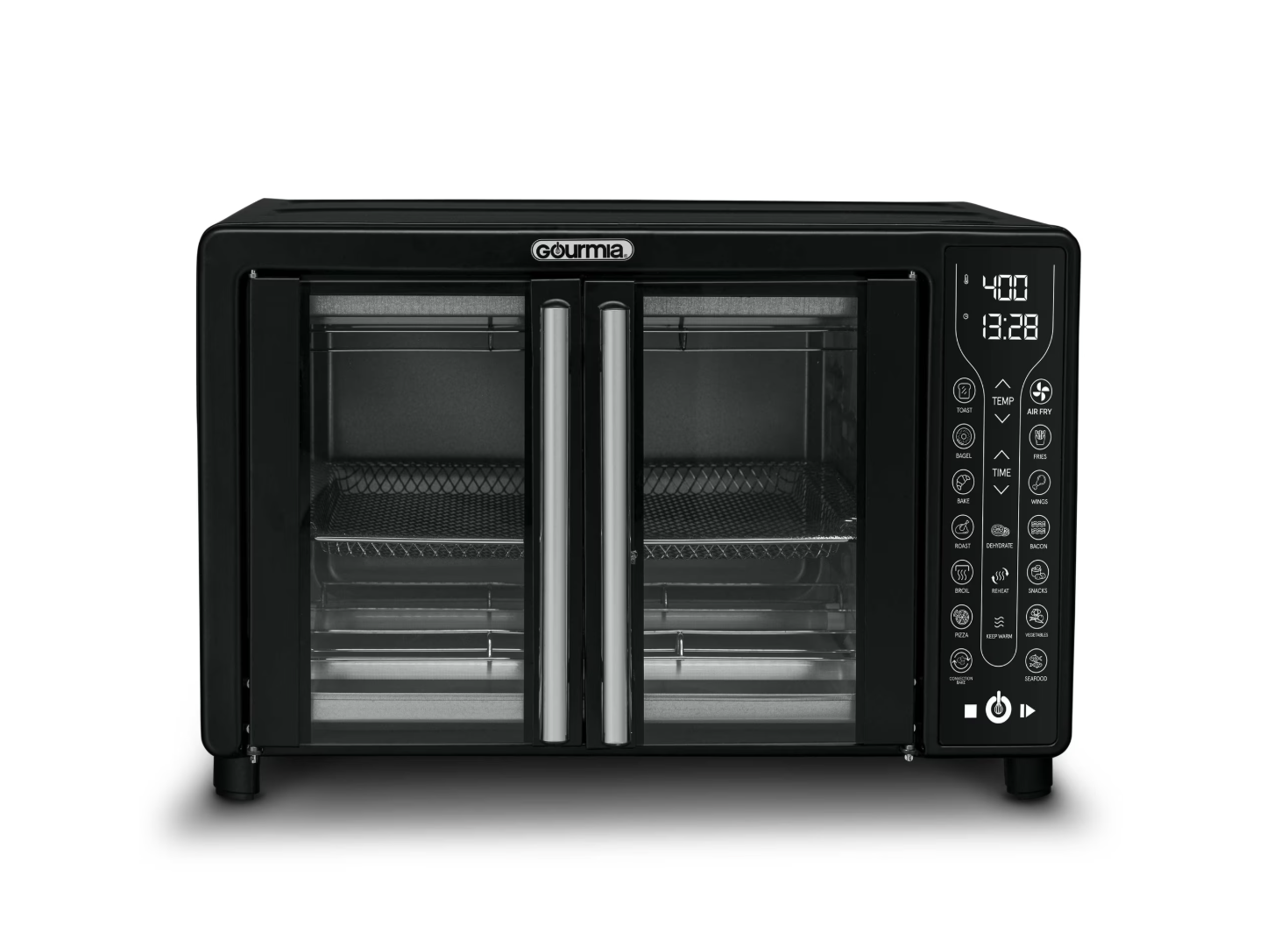 New in Box Gourmia 25 Qt Digital French Door Air Fryer Toaster Oven, Black