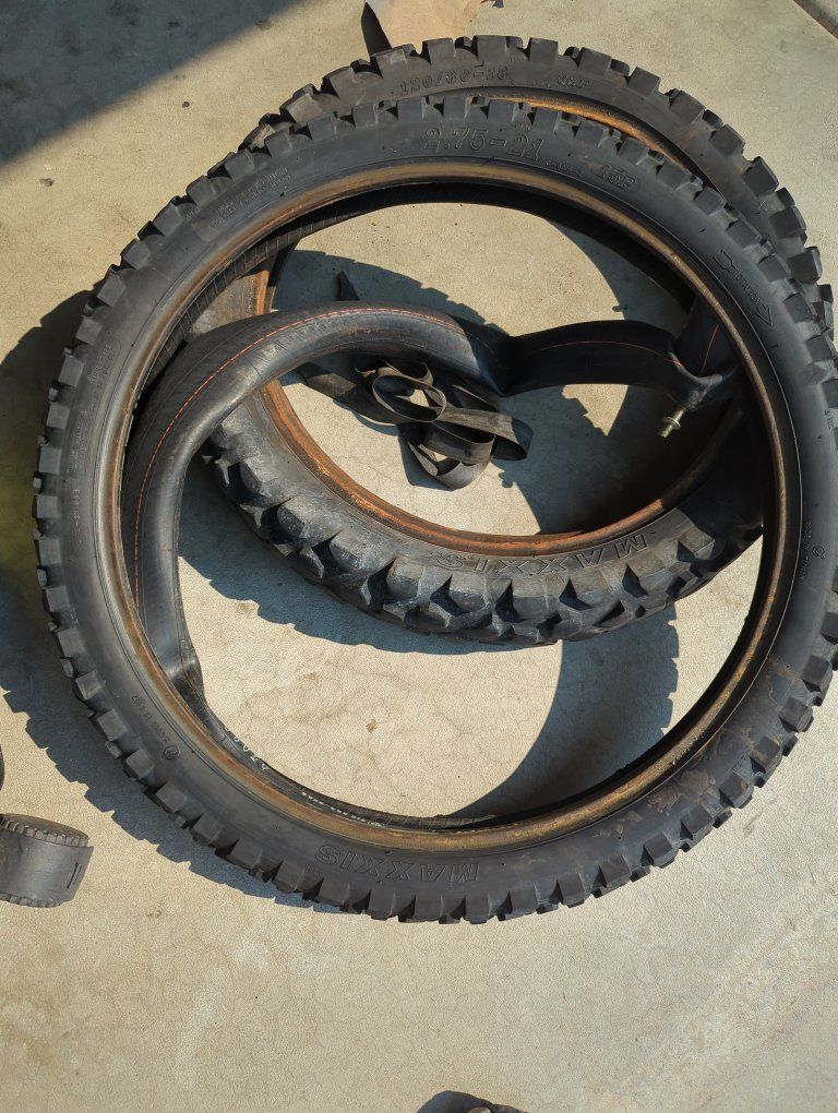 Maxxis Dirt Bike Tires Set - Front 2.75-21 & Rear 120/80-18 Off-Road Knobby Tires with Inner Tube