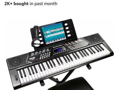 RockJam RJ5061 61-Key Portable Keyboard Piano Kit w/ Stand, Bench, Headphones, Pitch Bend