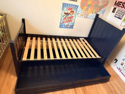 Pottery Barn Twin Navy Trundle Bed