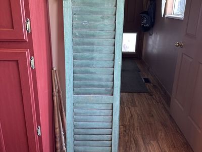Vintage Green Wooden Window Shutter Panel - Rustic Home Decor