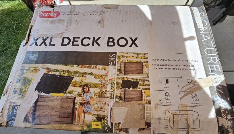 Keter XXL 230 Gallon Deck Box Outdoor Storage Large Waterproof Patio Box Brown  #139