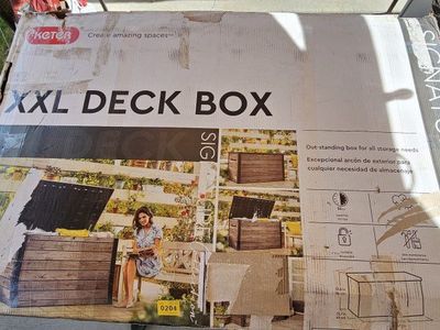 Keter XXL 230 Gallon Deck Box Outdoor Storage Large Waterproof Patio Box Brown #139