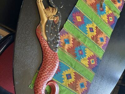 Balinese Folkloric Mermaid Goddess Wood Wall Art Bali Indonesia 31 inches lenght