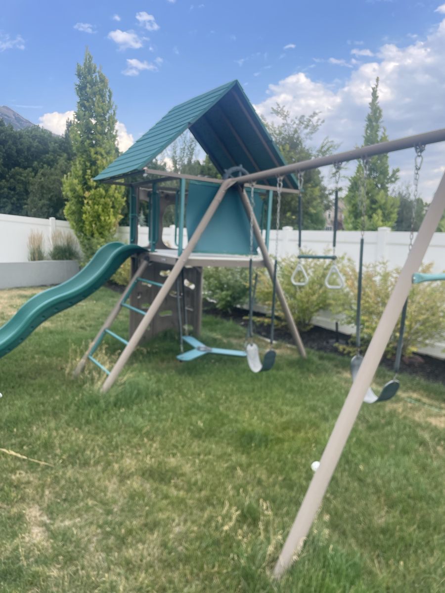 Used Outdoor Kids Swing Set & Slide Playset - Multi-Activity Backyard Play Structure