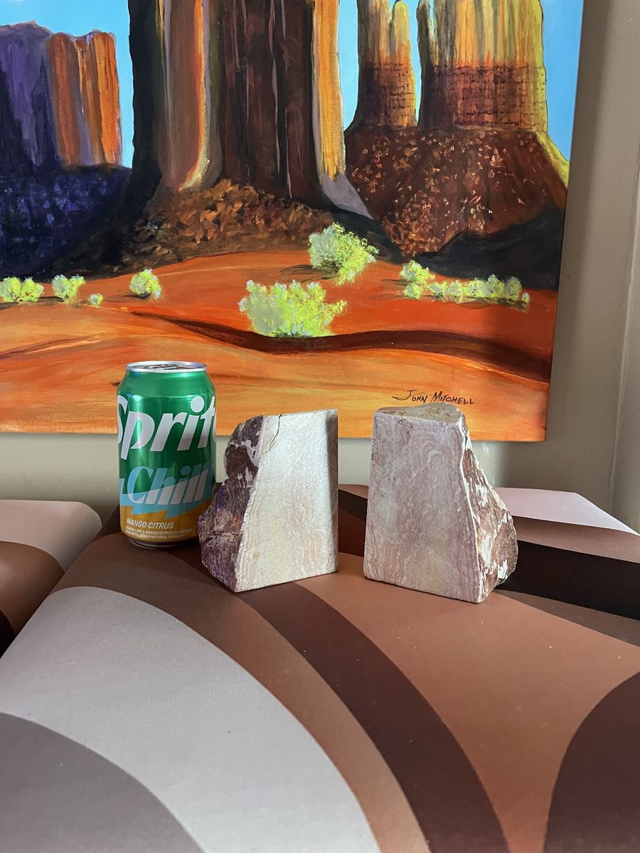 Natural Stone Bookends - Rustic Decorative Book Holder Set - Earth Tones