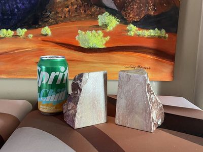 Natural Stone Bookends - Rustic Decorative Book Holder Set - Earth Tones