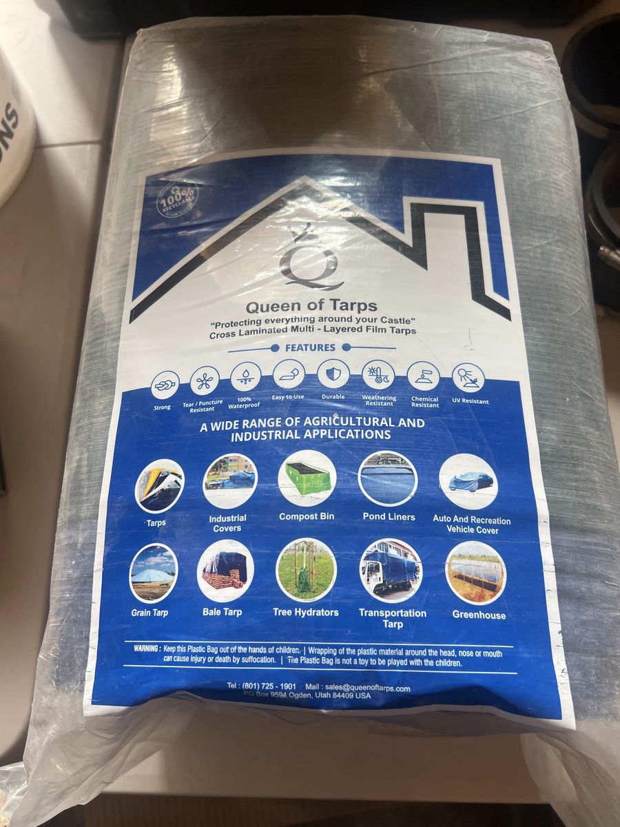 Queen of Tarps Super Duty Tarp, Blue/Green, 20' x 25' - Waterproof, UV Resistant, Durable