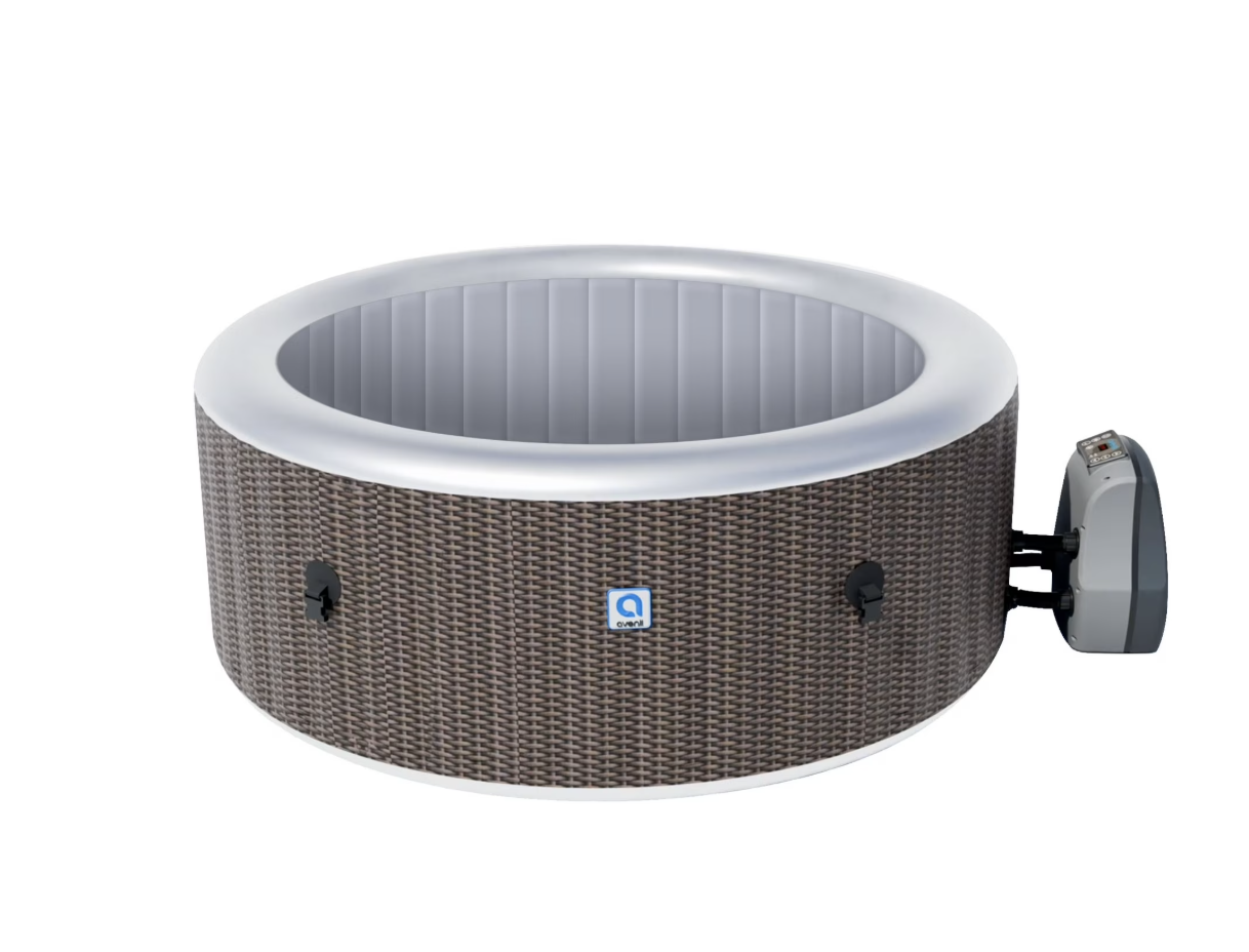 New in box Avenli Nice 4-6 Person Inflatable Hot Tub Spa + Cover, Rattan Pattern, Rapid Heating up to 104°F,