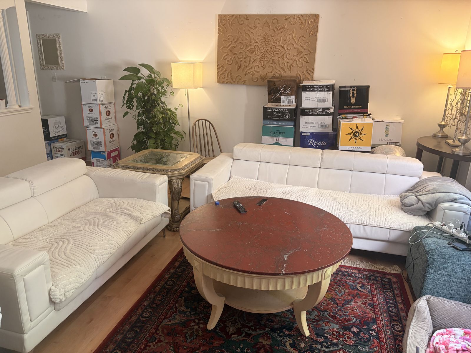 Faux leather couch/loveseat 
