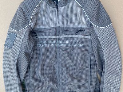 Harley-Davidson Men's Grey Mesh Riding Jacket with Back Logo & Sleeve Patch