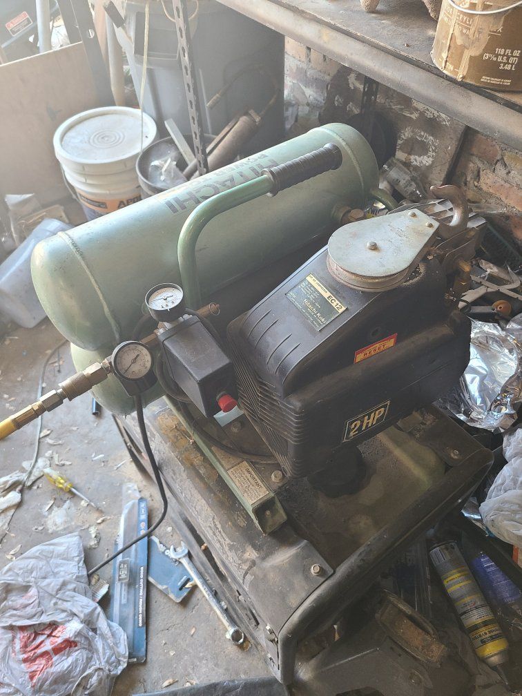 Hatachi, 2 horsepower compressor.