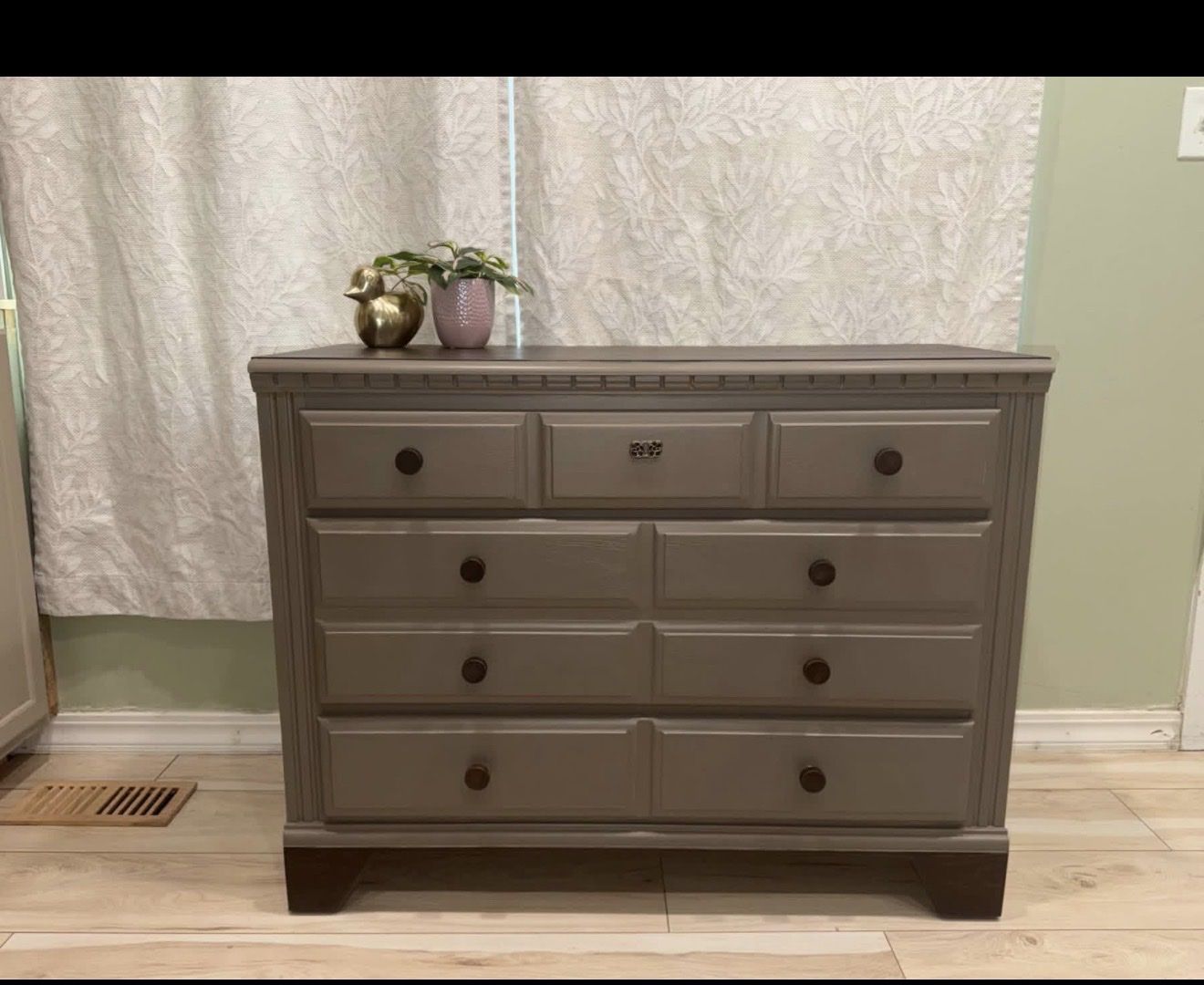 Refinished 9-Drawer Dresser - Gray & Dark Wood Top - Bedroom Storage Furniture