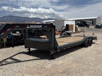 8.5x26 Lamar H8 Gooseneck Wide Body w/ Drive Over Fenders Equipment Trailer - 14K GVWR - Mega Ramps