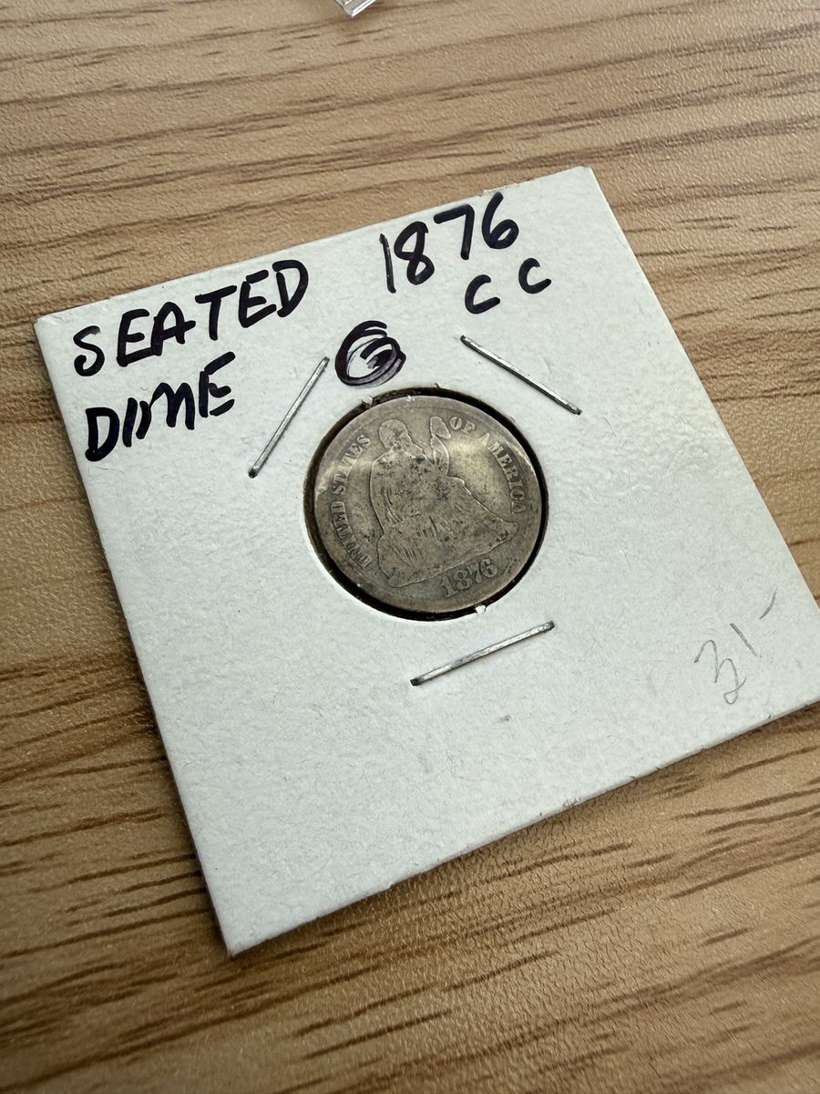 1876 seated liberty silver dime Carson city 