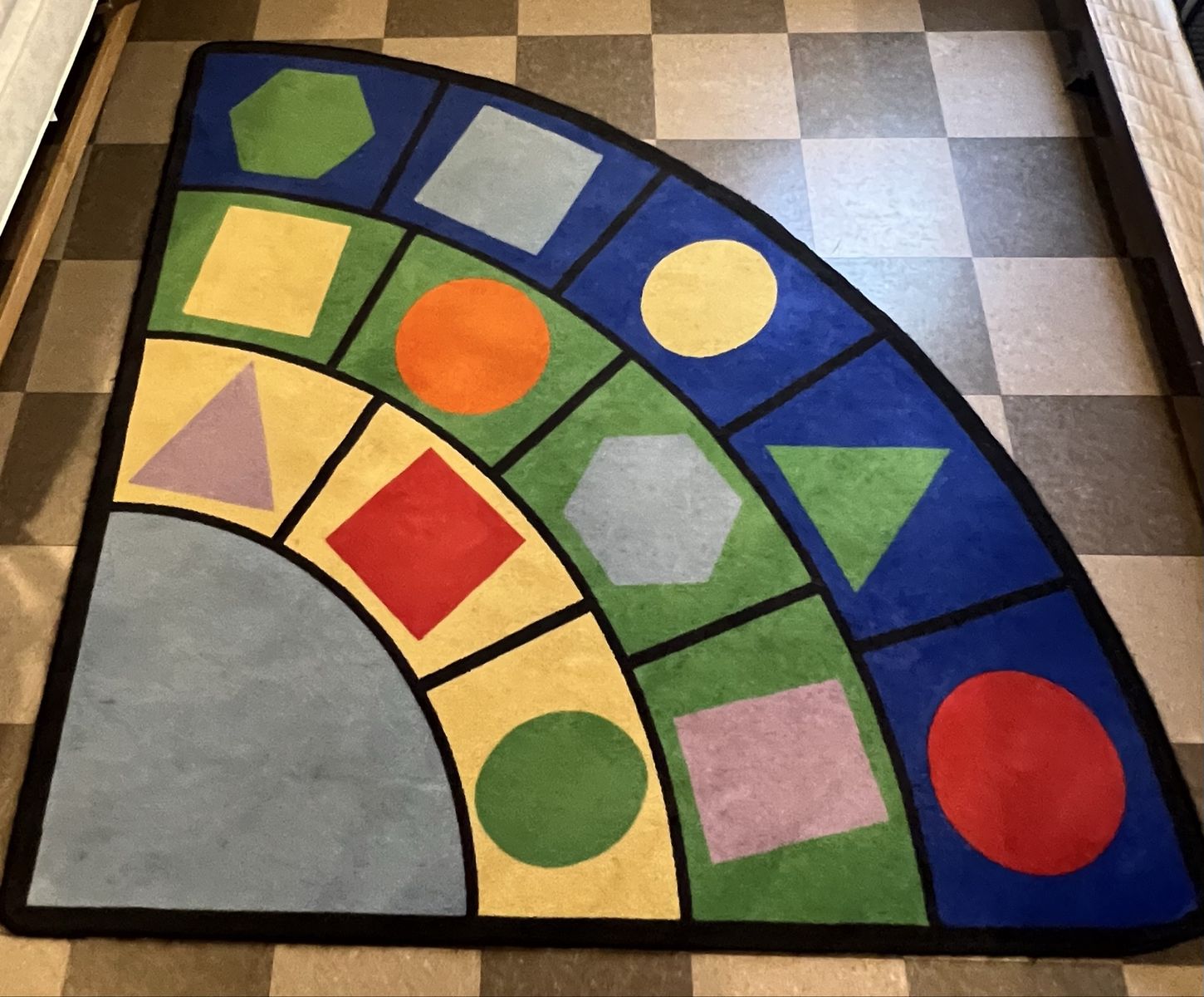 Quarter Circle Classroom Rug 70” Corner Fit