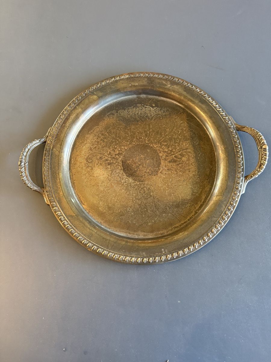 Silver plated tray with handles