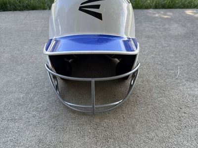 Easton Z5 C-Flap Batting Helmet Senior Baseball/Softball White/Blue with Face Mask
