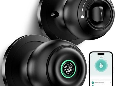Fingerprint Door Lock, Smart Fingerprint Door Knob with Lock, Matte Black