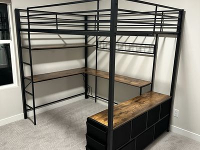 2 New Metal Loft Beds with Desk and Cubbies
