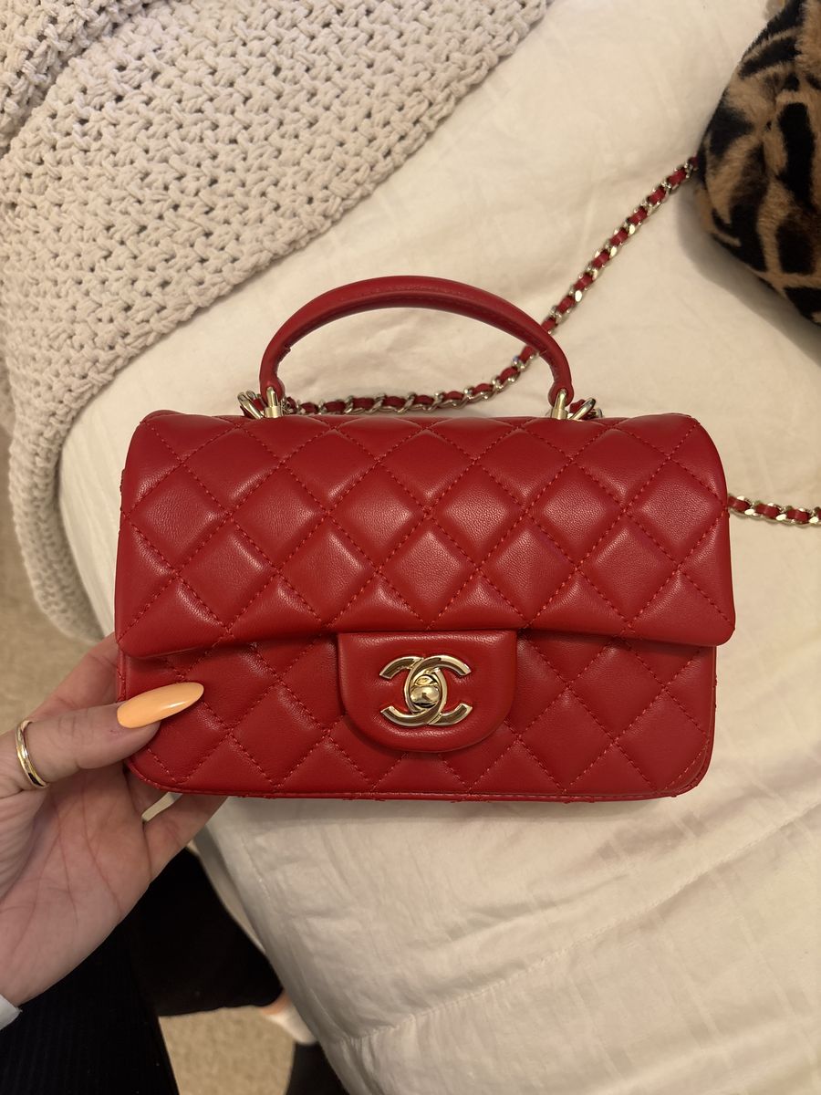 Small red leather, classic flap