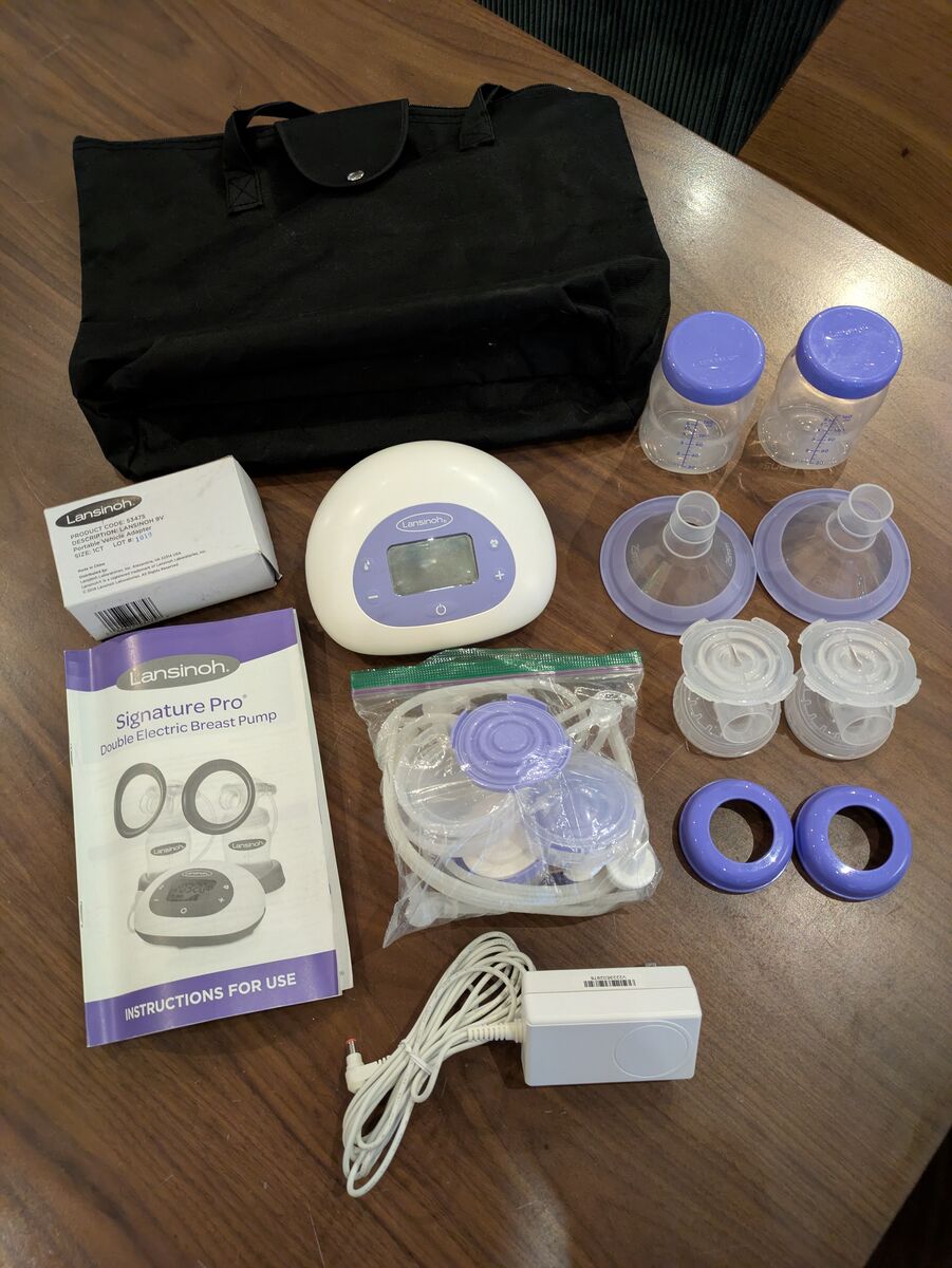 Lansinoh Portable Double Electric Breast Pump + Bottles & Accessories