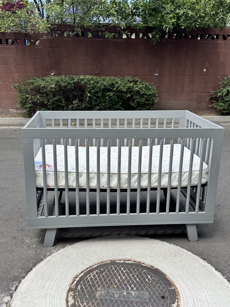 Used Baby Crib - Gray with Mattress Included