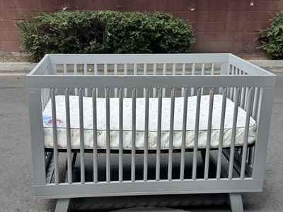 Used Baby Crib - Gray with Mattress Included
