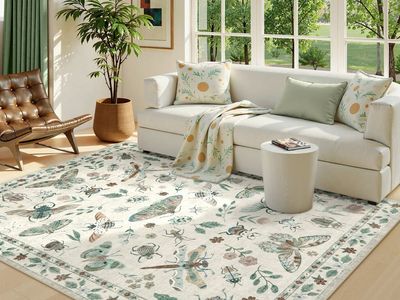NEW Insect 5'x7' Area Rugs Washable Rug for Living Room Soft Natural Bedroom Rug Bug Accent Carpet
