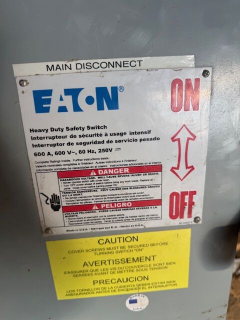 480v 600amp disconnect 3 PH 3R rated