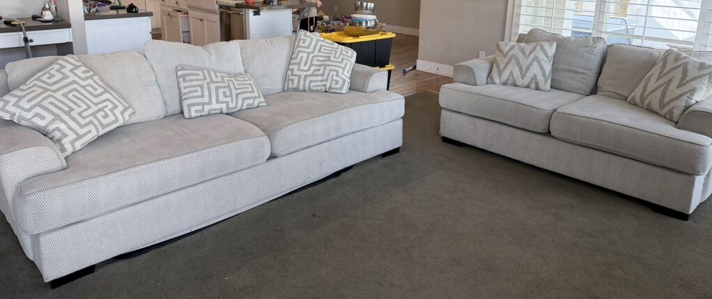 Fabric Couch And Fabric Love Seat For sale