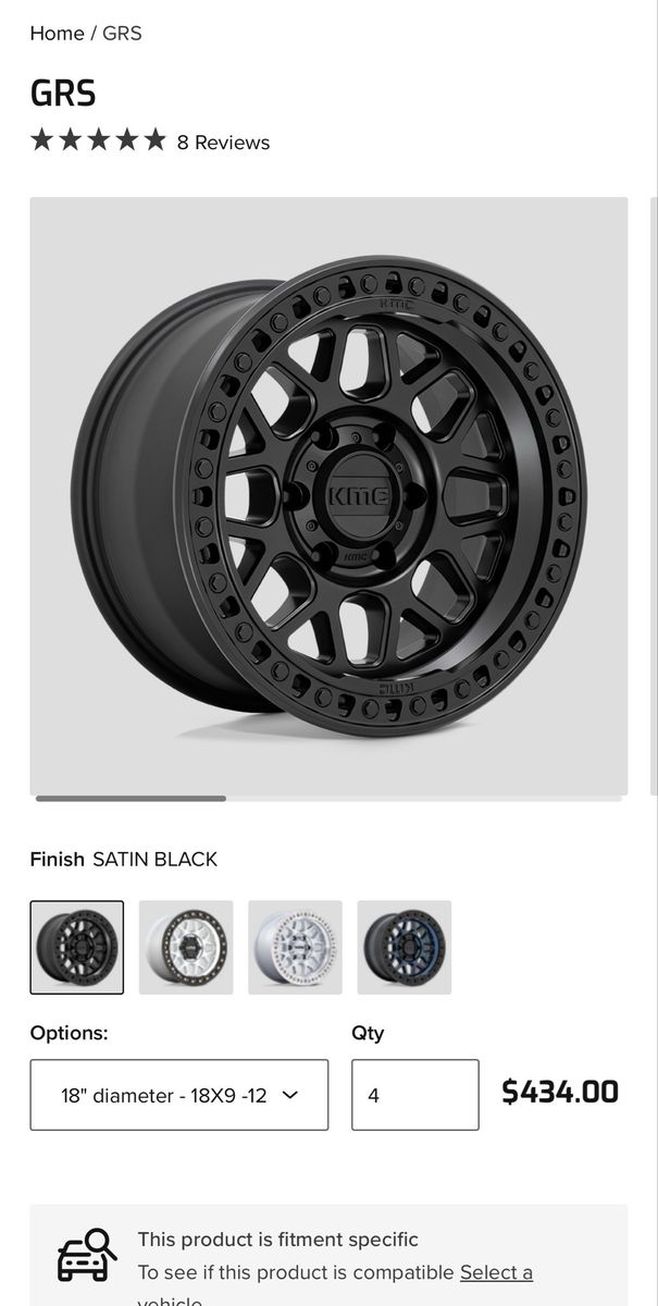 Like New KMC 549 GRS Wheels 18x9 6x139.7 Set Of 4