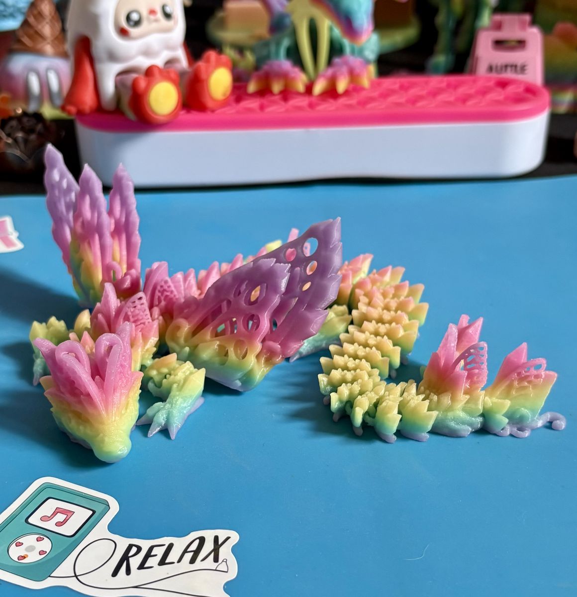 3D Printed Print Printing Rainbow Glow In The Dark Butterfly Fairy Dragon Winged ADHD AUTISM Fidget Fidgets Toy Toys