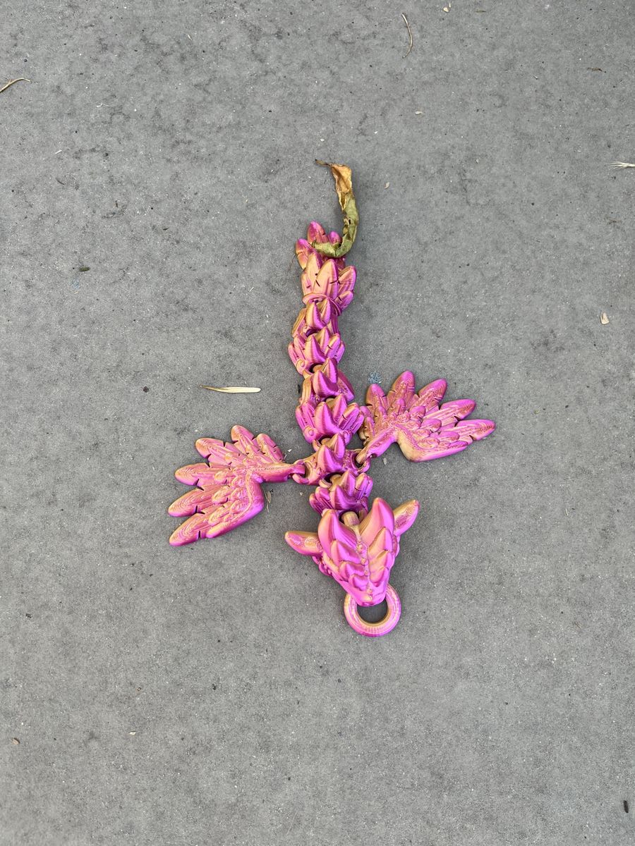 3D Printed Articulating Dragon Toy - Pink Gold Iridescent