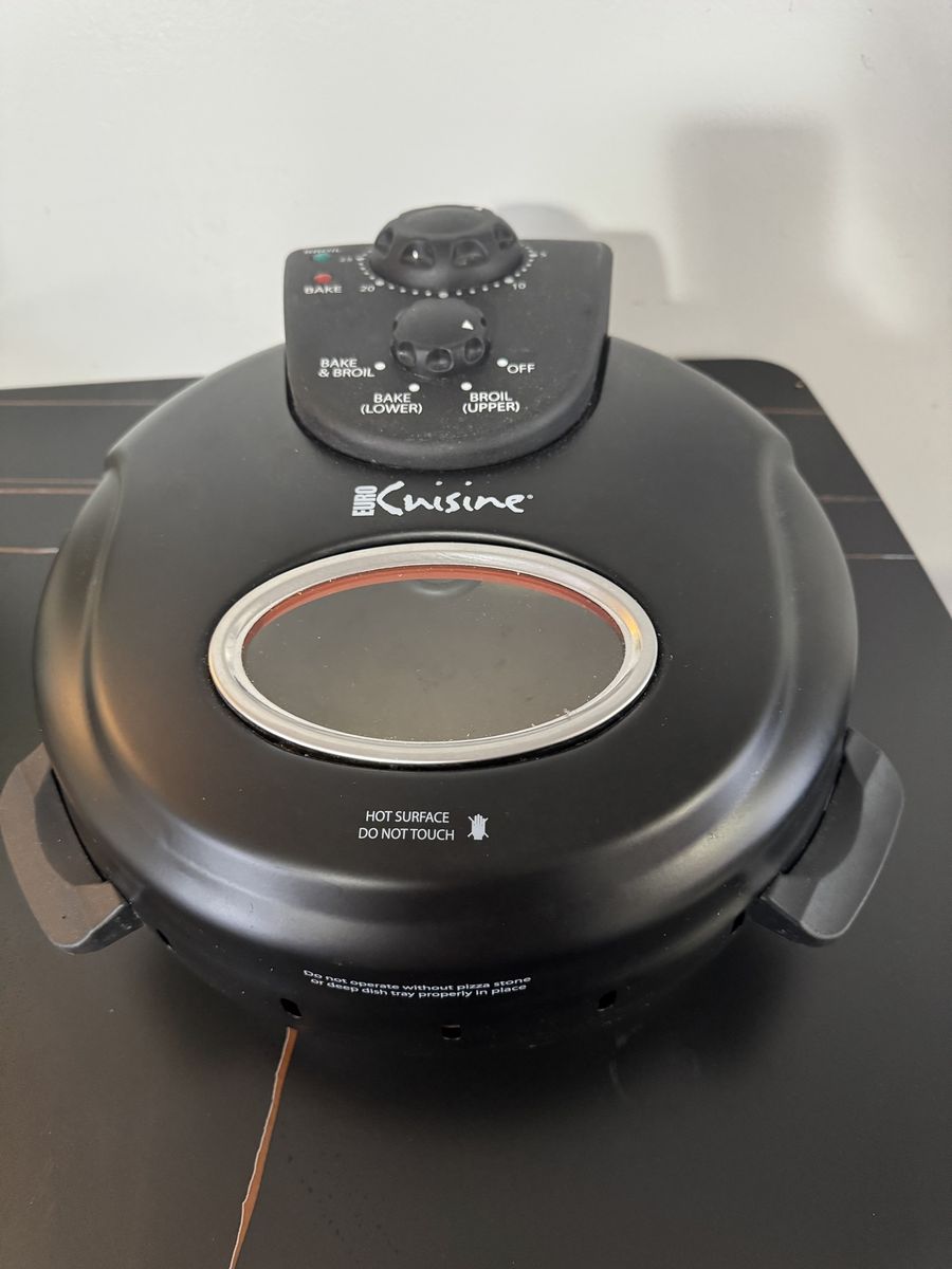 Euro Cuisine PM600 Rotating Pizza Maker with 12 Inch Non-stick Ceramic Stone & Baking Pan, Indoor