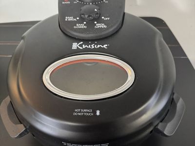 Euro Cuisine PM600 Rotating Pizza Maker with 12 Inch Non-stick Ceramic Stone & Baking Pan, Indoor