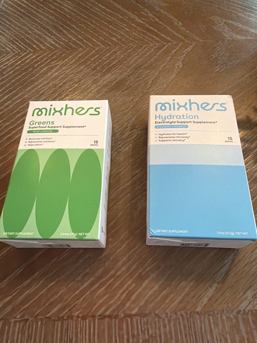 Mixhers Supplement Bundle: Greens Mint Limeade & Hydration Blueberry Coconut (15 Servings Each)