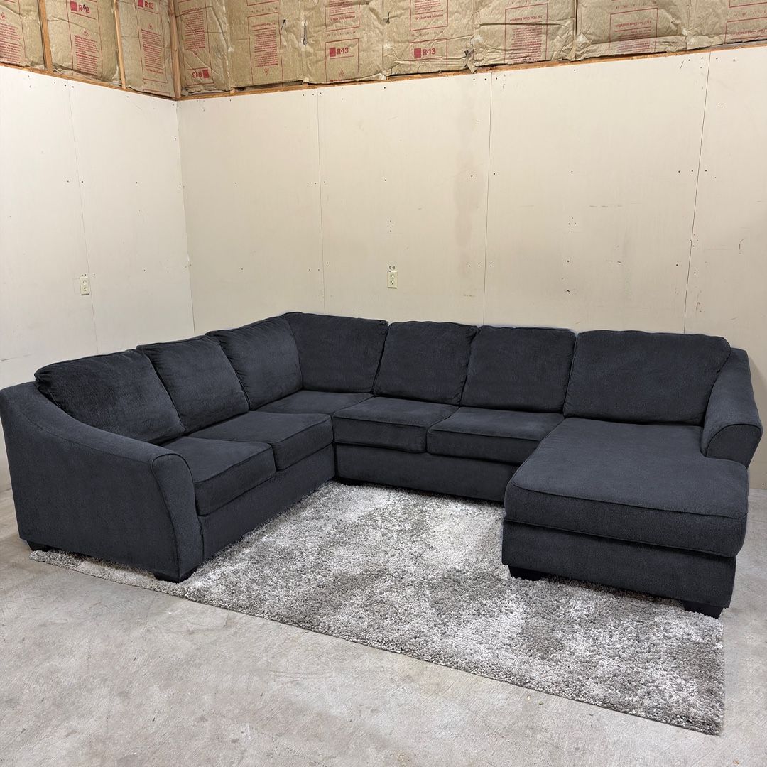 Large Charcoal Sectional Couch w/ Chaise - Delivery Available