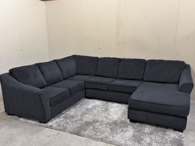 Large Charcoal Sectional Couch w/ Chaise - Delivery Available