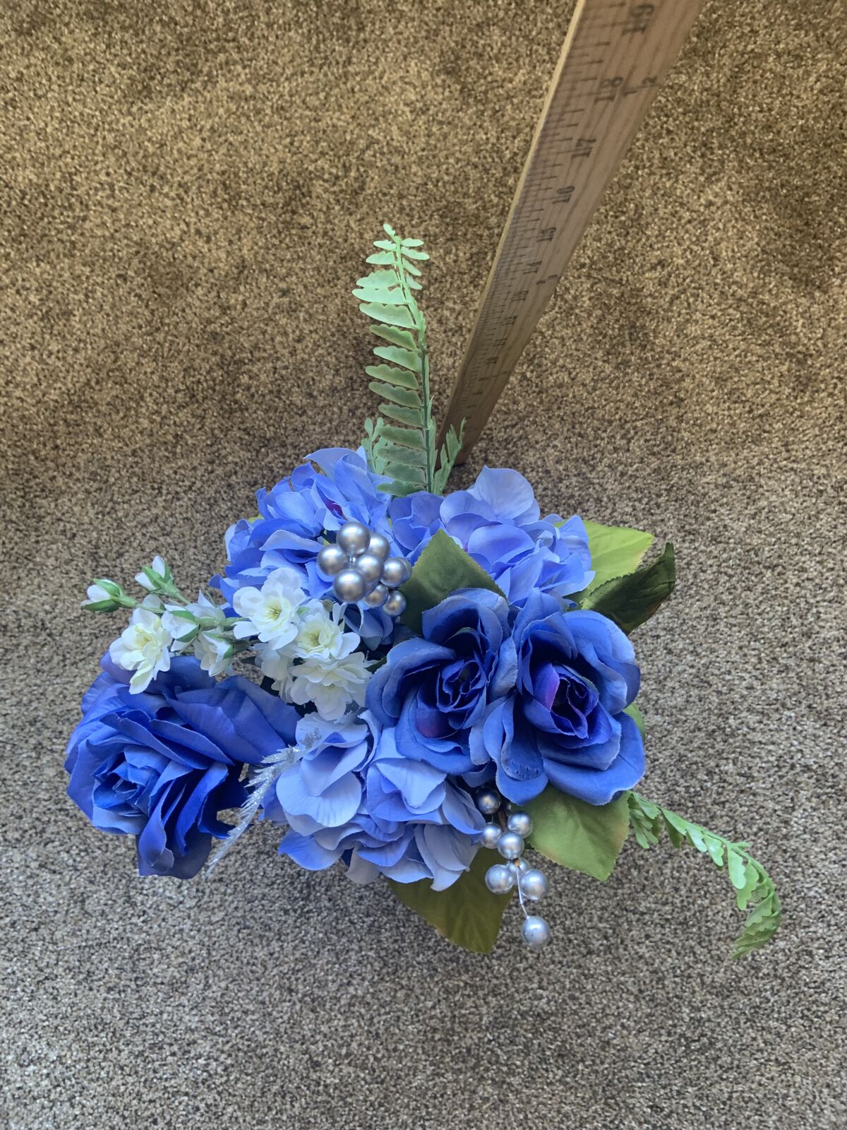 Blue Fake Flowers with Vase
