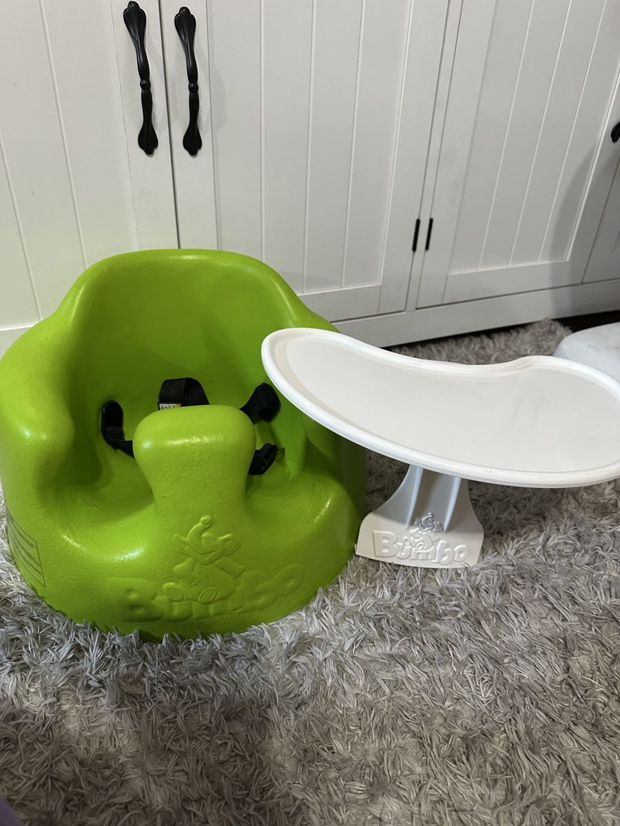 Bumbo Lime Green Infant Floor Seat with Play Tray and Safety Harness