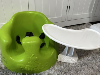 Bumbo Lime Green Infant Floor Seat with Play Tray and Safety Harness
