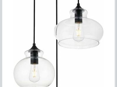 New- Living District 3-light Metal Pendant Black and Clear