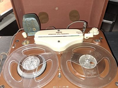 Vintage Tandberg Tape Recorder, Portable Reel-to-Reel, Brown Case, Model 2