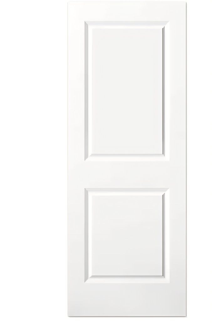 30x80 in Raised 2-Panel Square Top Smooth White Primed Molded Door Slab, Paintable Hollow Core Interior Door Panel, for Swing, P