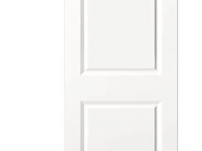 30x80 in Raised 2-Panel Square Top Smooth White Primed Molded Door Slab, Paintable Hollow Core Interior Door Panel, for Swing, P