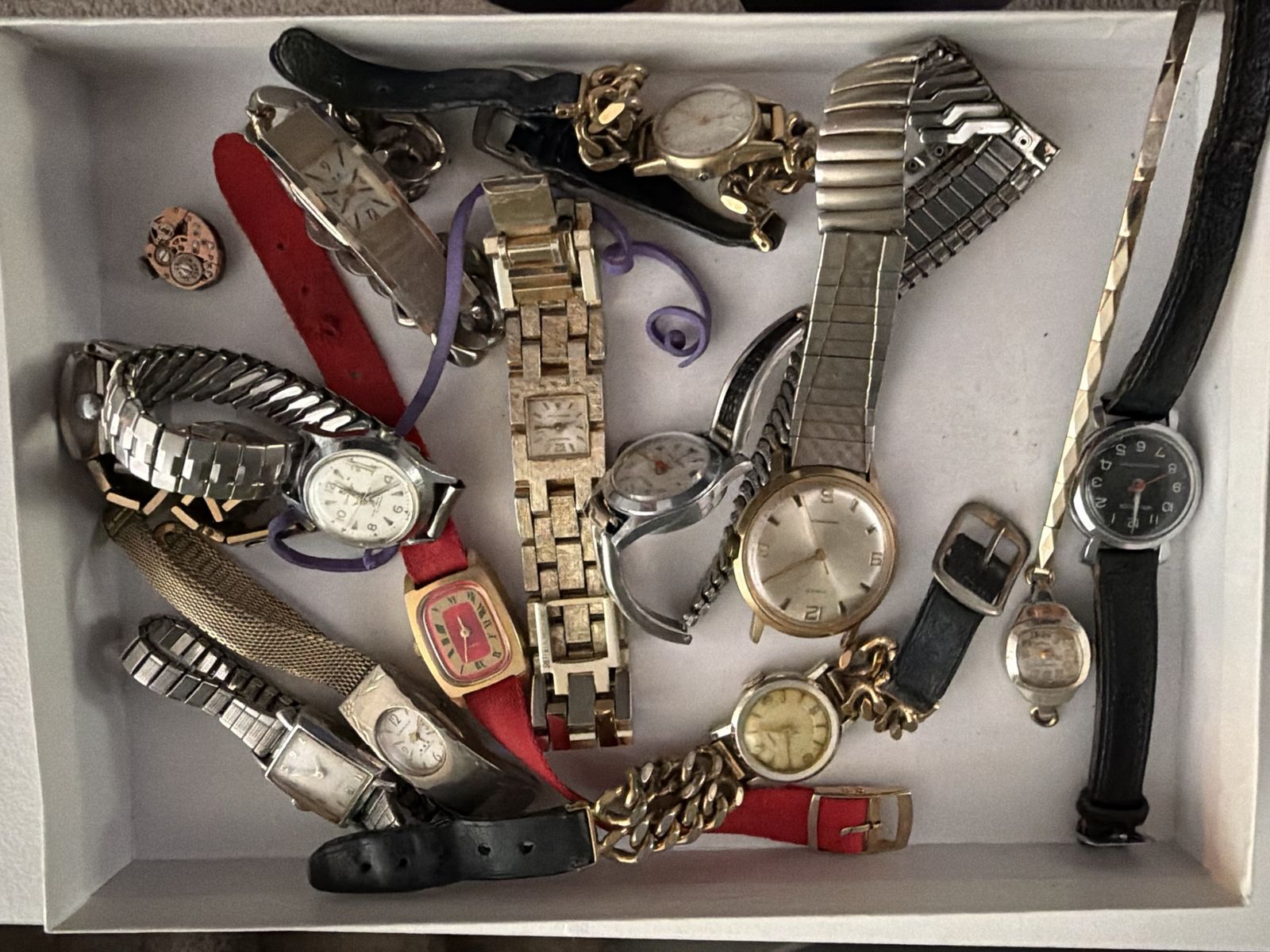 Box of vintage watches