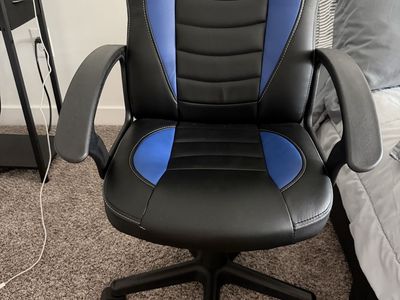 Black and Blue Ergonomic Swivel Gaming Office Chair with Lumbar Support and Wheels