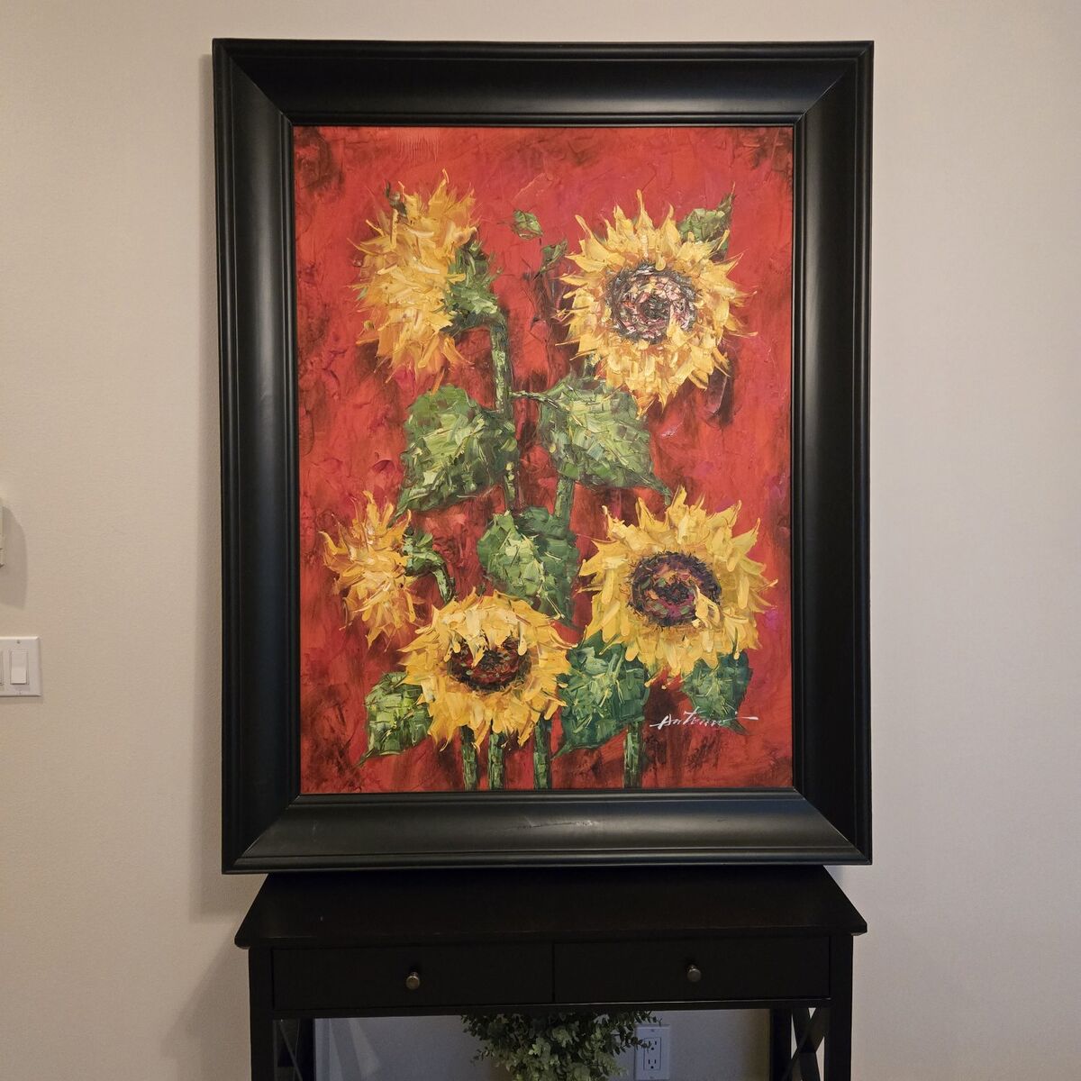 Large Oil Painting of Sunflowers